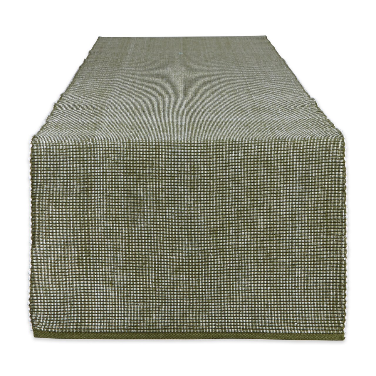 Contemporary Home Living Variegated Ribbed Cotton Table Runner with Scalloped Side Hems - 72" - Sage Green